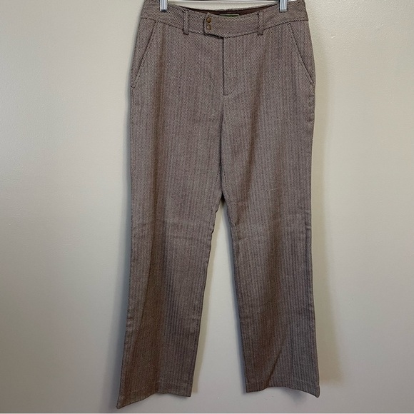 Eddie Bauer Herringbone Trousers Wool Blend Women's 6T Brown Dress Pants Slacks - Picture 1 of 15